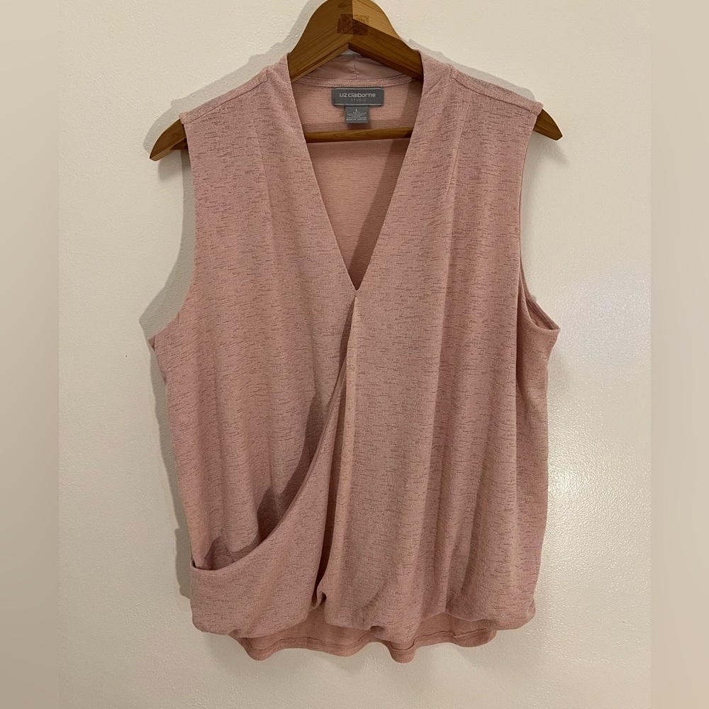 Liz Claiborne Blush Open-Front Knit Sleeveless Top Women’s Large